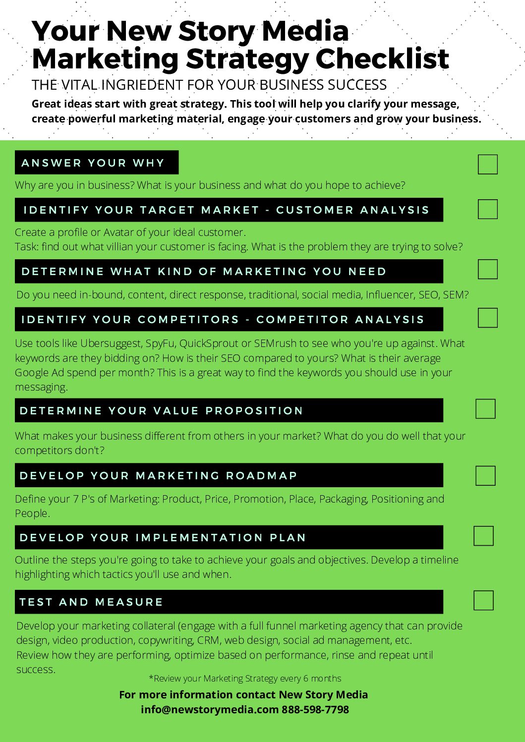 Marketing Strategy Checklist | New Story Media